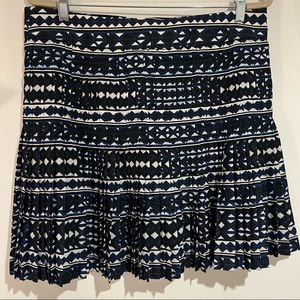 J. Crew Factory Blue Geometric Pleated Skirt